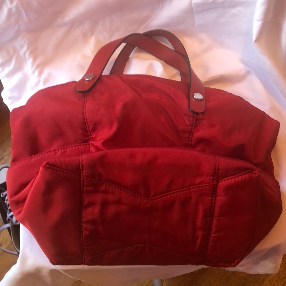 Zara Basic Collection Cherry Red Nylon Purse - image 7